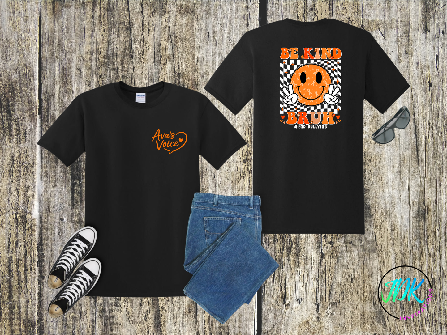 Be Kind Bruh Smiley Tee 🖤🧡