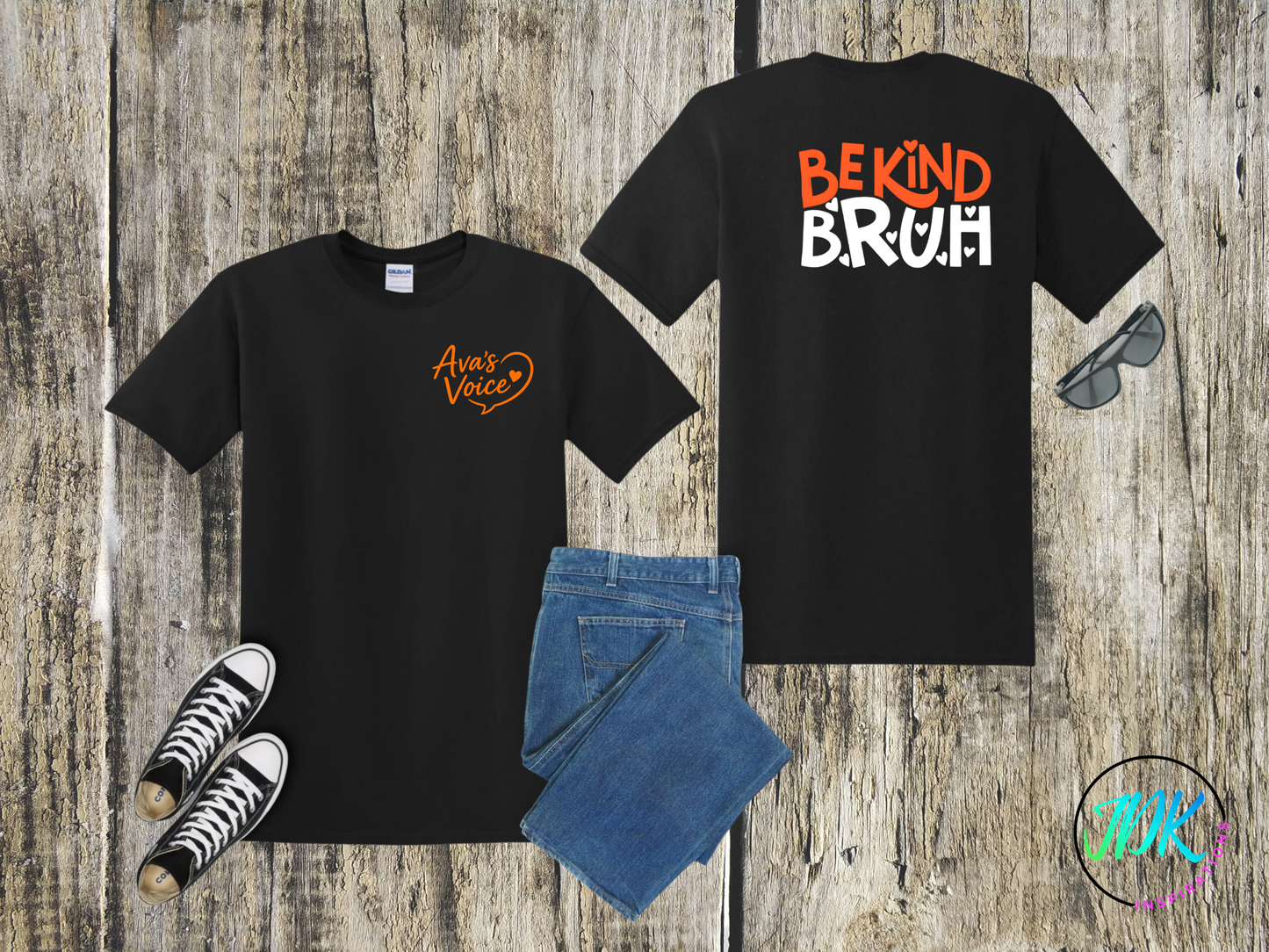 Be Kind Bruh Heart Tee 🖤🧡
