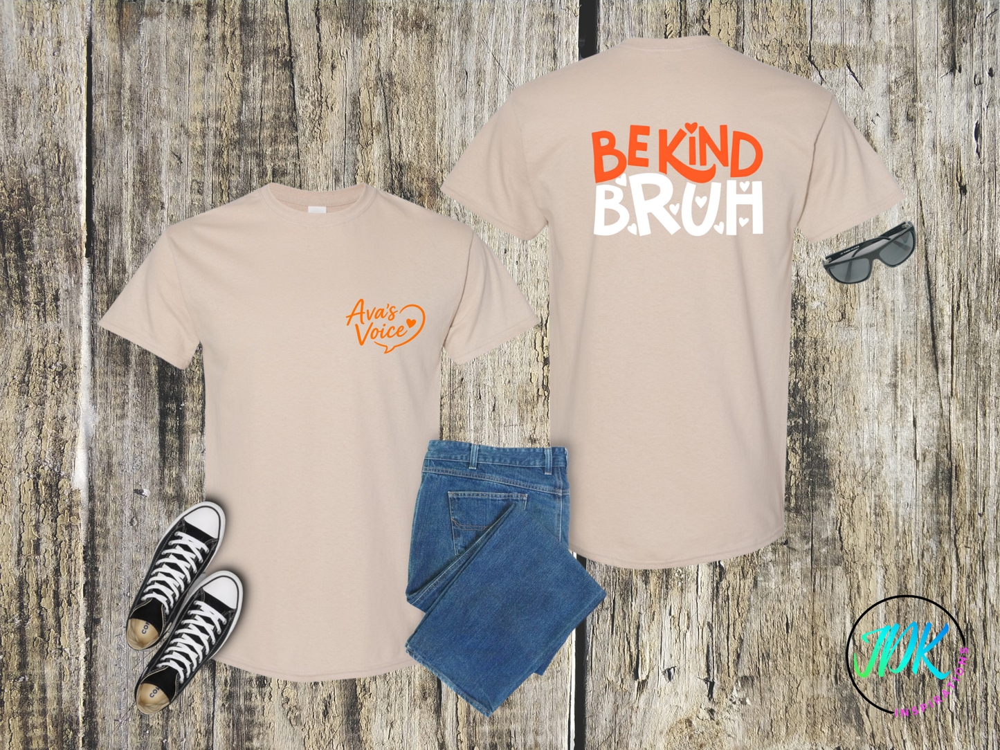 Be Kind Bruh Heart Tee 🖤🧡