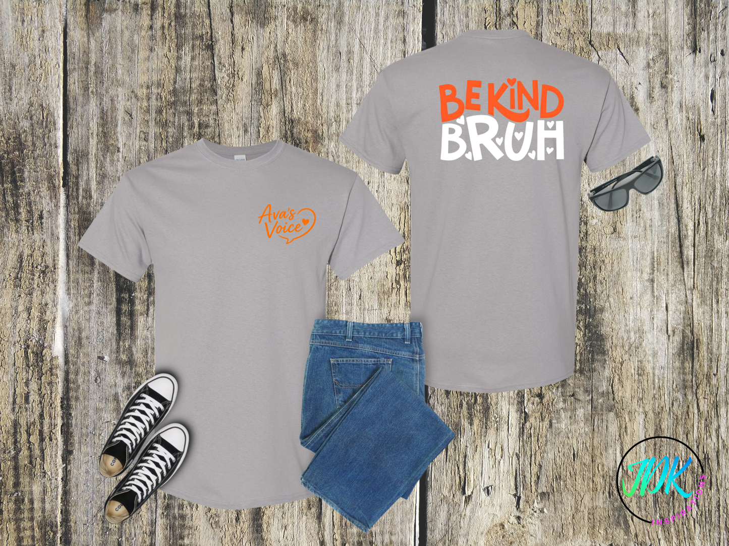 Be Kind Bruh Heart Tee 🖤🧡