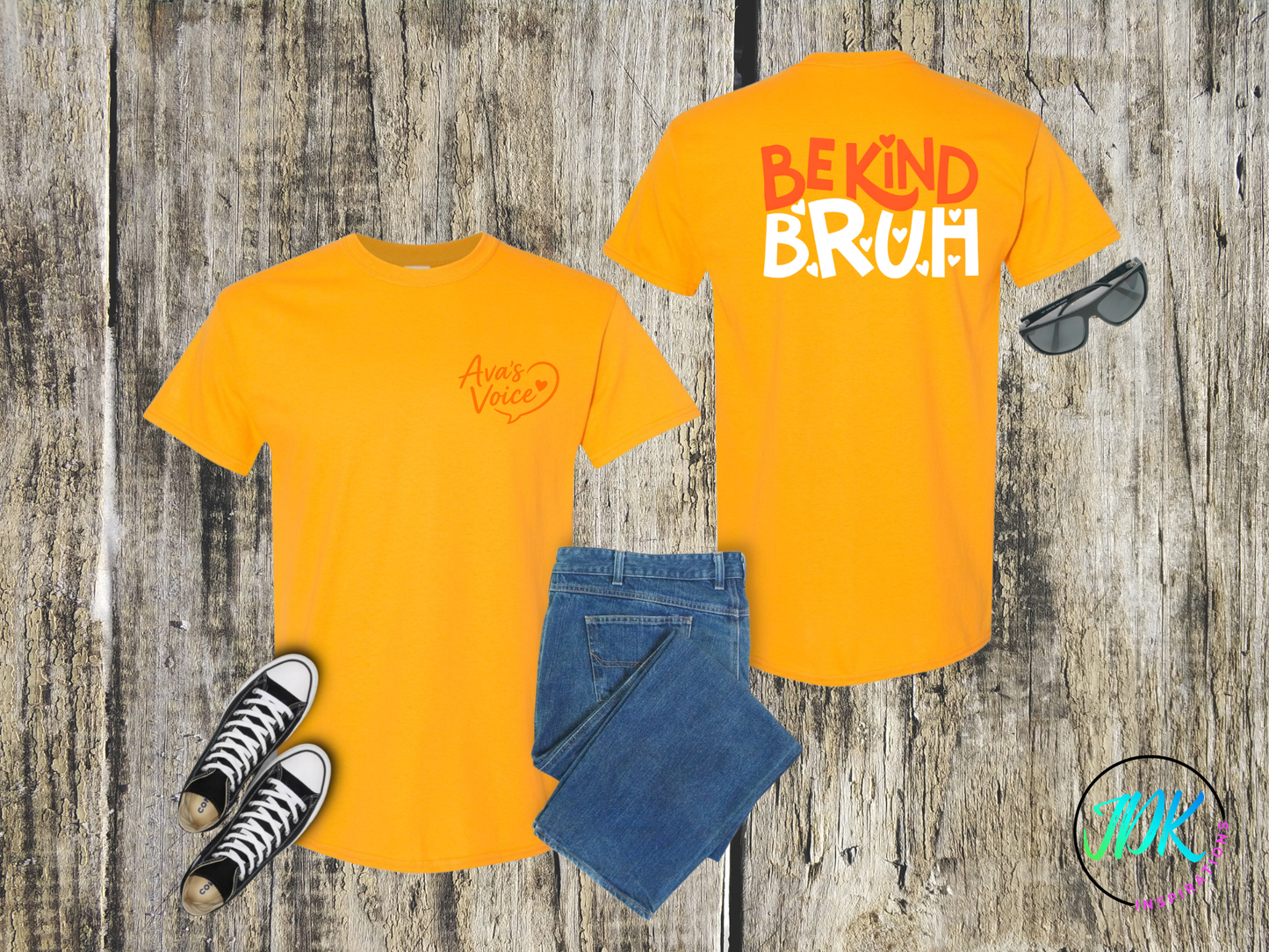 Be Kind Bruh Heart Tee 🖤🧡