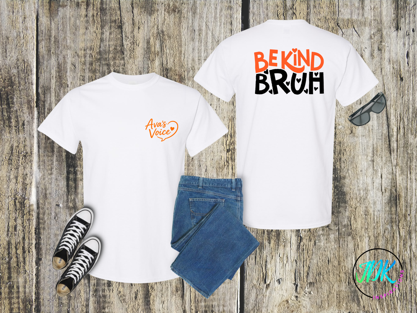 Be Kind Bruh Heart Tee 🖤🧡