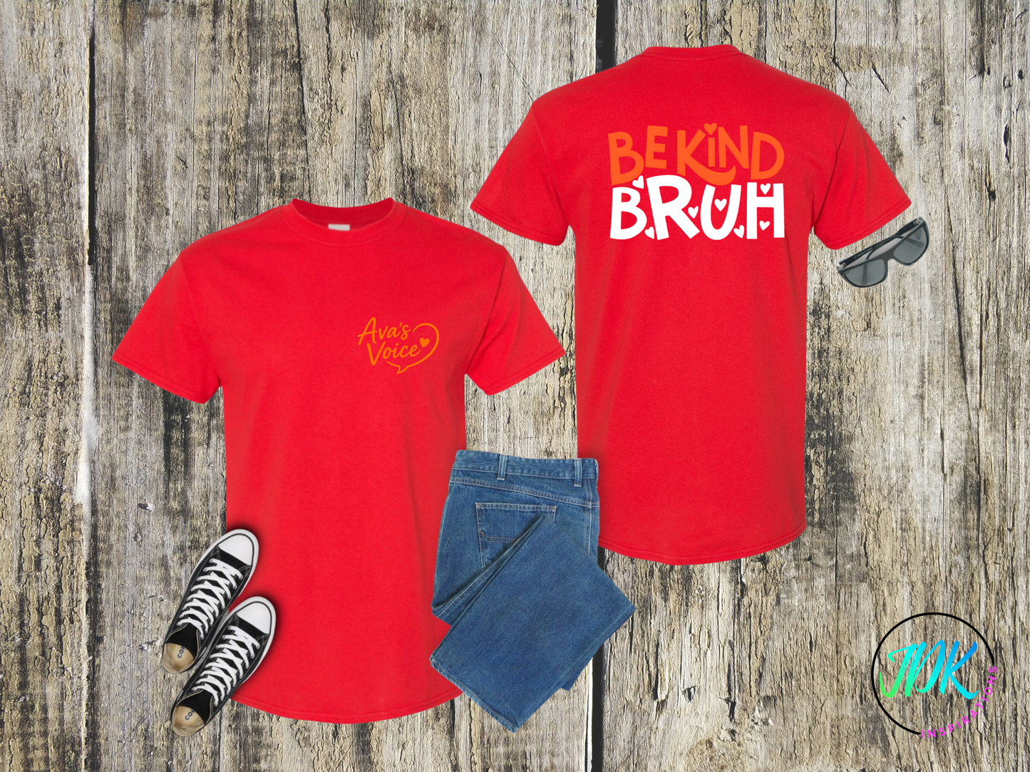 Be Kind Bruh Heart Tee 🖤🧡