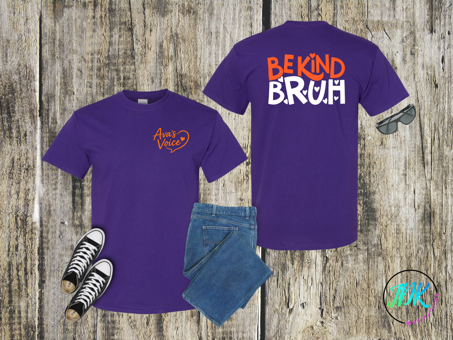 Be Kind Bruh Heart Tee 🖤🧡