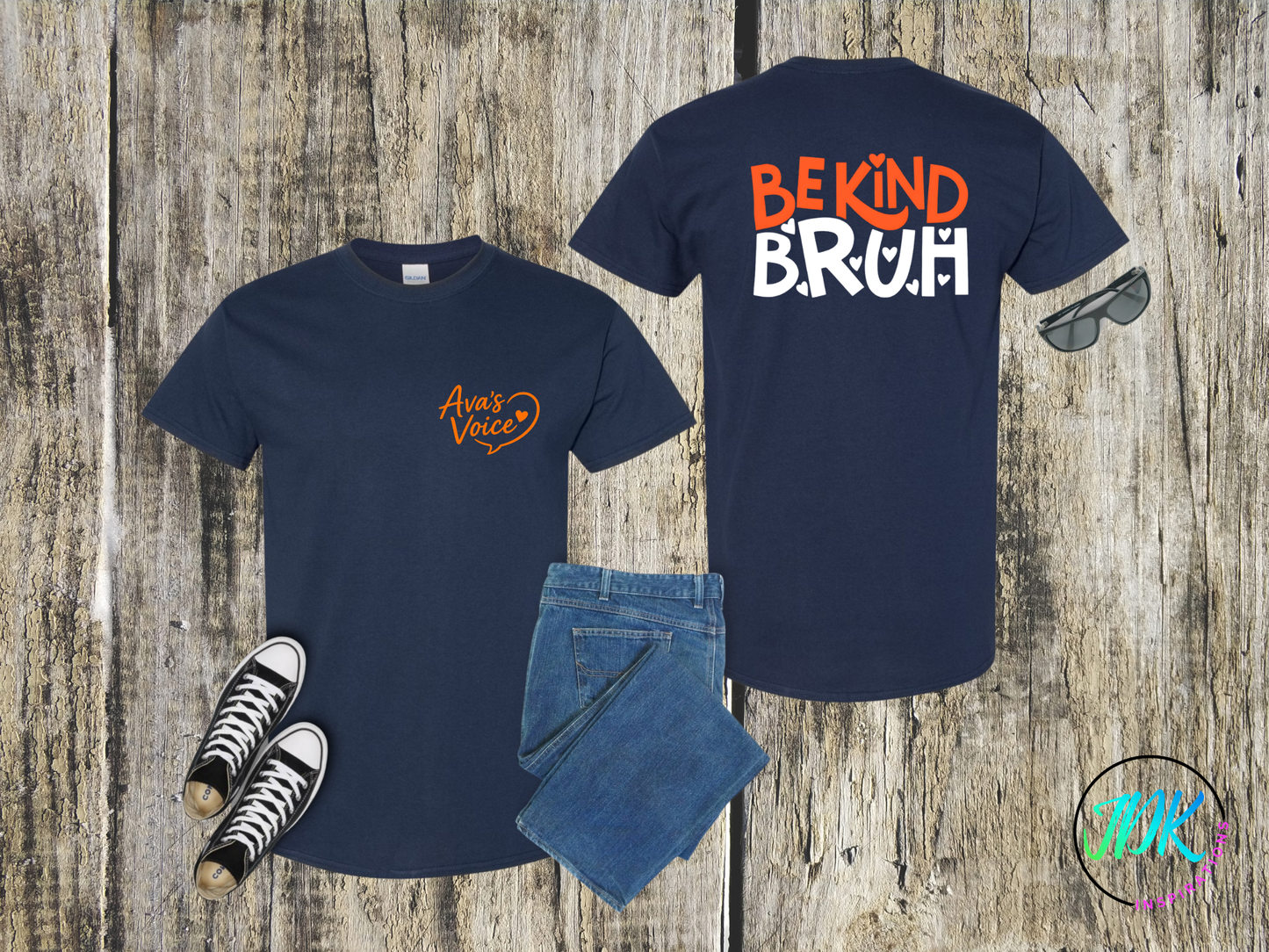 Be Kind Bruh Heart Tee 🖤🧡